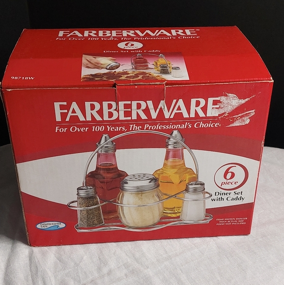 Farberware 6-Piece Retro Diner Condiment Set w/Caddy NIB - Picture 3 of 6